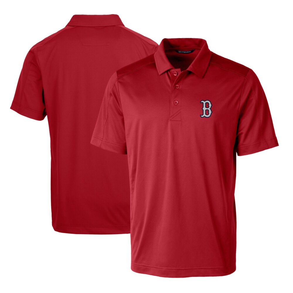 Men's Boston Red Sox Cutter & Buck Red Logo Prospect Textured Stretch Big & Tall Polo