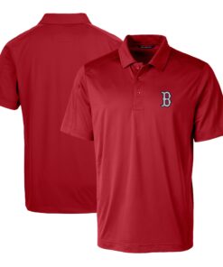Men's Boston Red Sox Cutter & Buck Red Logo Prospect Textured Stretch Big & Tall Polo