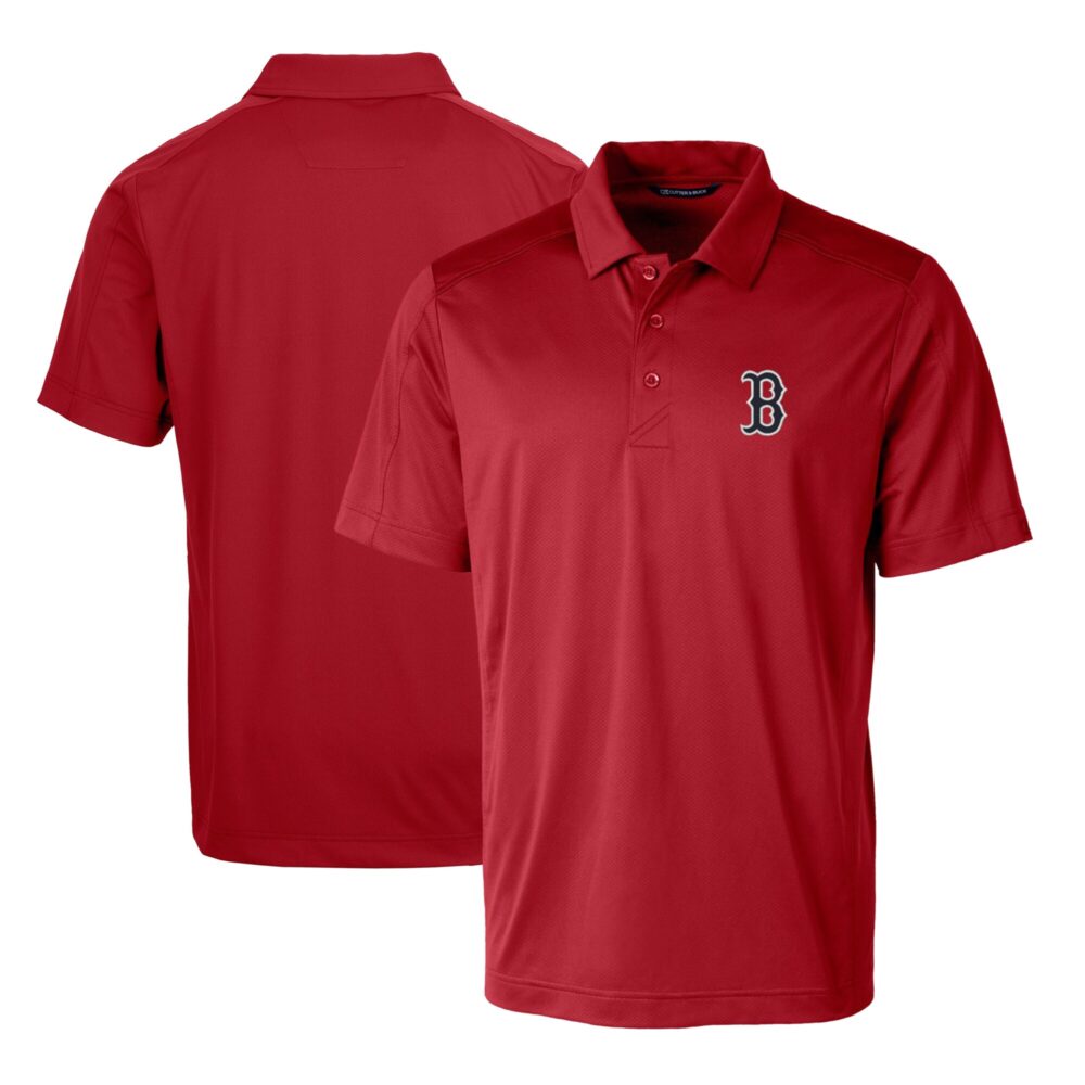 Men's Boston Red Sox Cutter & Buck Red Logo Prospect Textured Stretch Polo