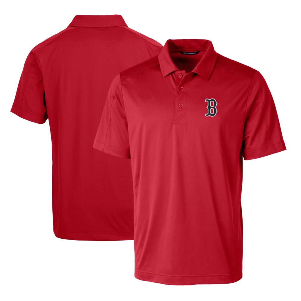 Men's Boston Red Sox Cutter & Buck Red Prospect Textured Stretch Polo