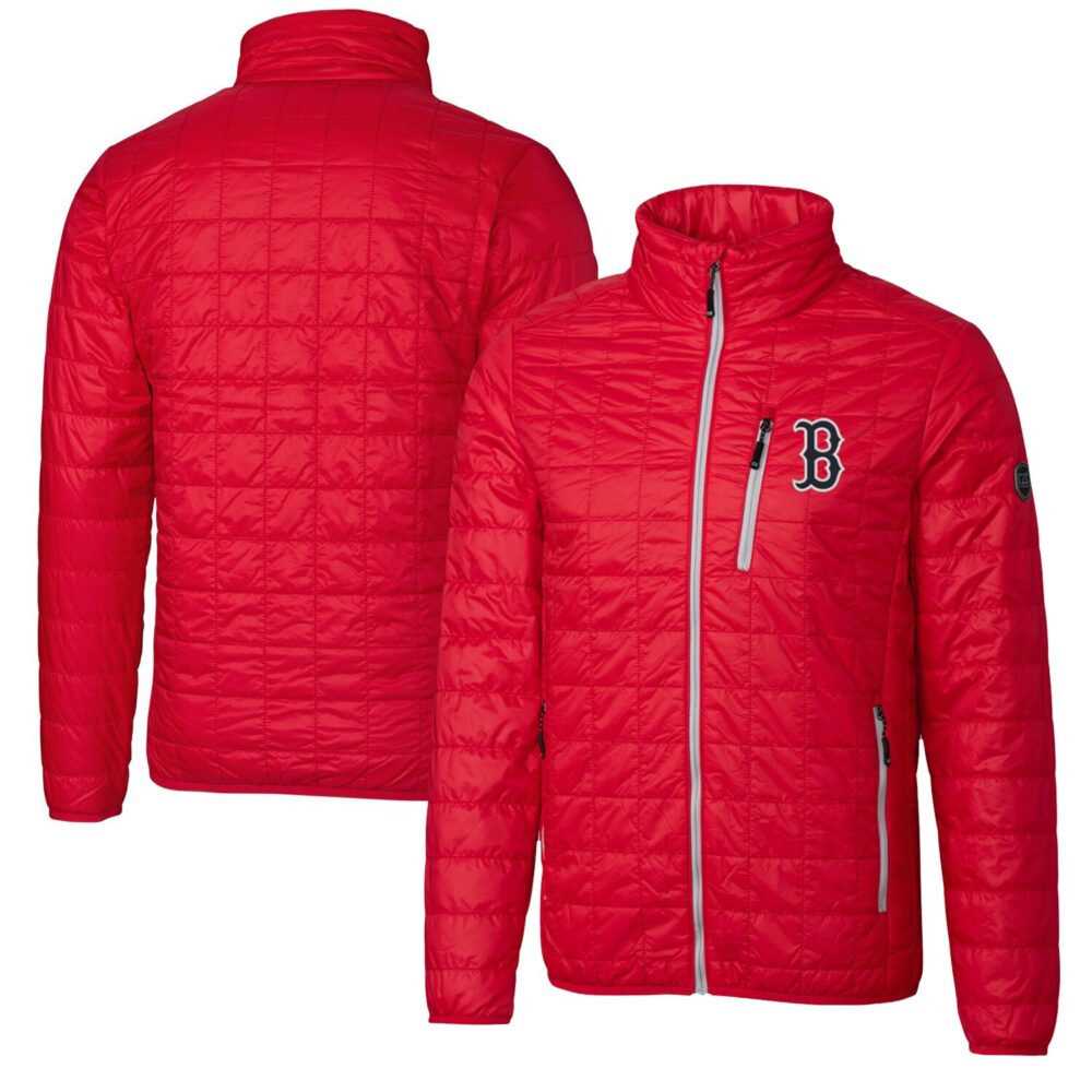 Men's Boston Red Sox Cutter & Buck Red Rainier Eco Insulated Full-Zip Puffer Jacket