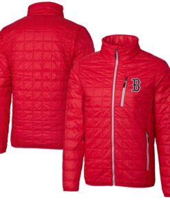 Men's Boston Red Sox Cutter & Buck Red Rainier Eco Insulated Full-Zip Puffer Jacket