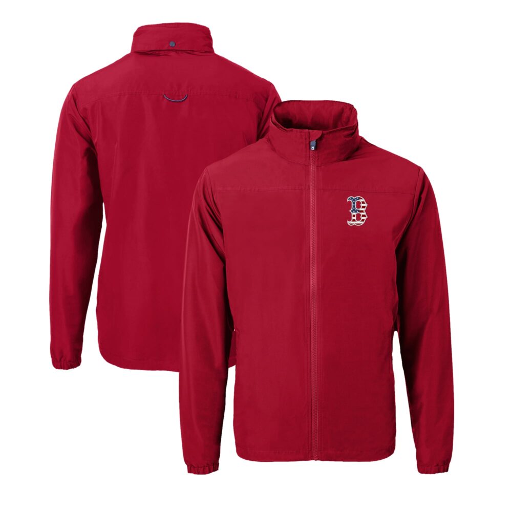 Men's Boston Red Sox  Cutter & Buck Red Stars & Stripes Charter Eco Recycled Full-Zip Jacket