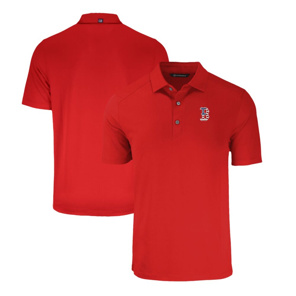 Men's Boston Red Sox  Cutter & Buck Red Stars & Stripes Forge Eco Stretch Recycled Polo