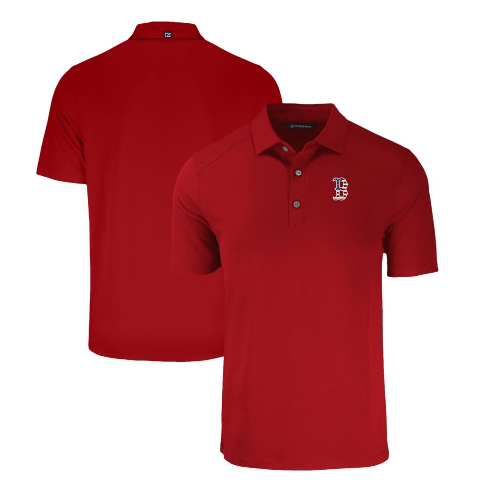 Men's Boston Red Sox  Cutter & Buck Red Stars & Stripes Forge Eco Stretch Recycled Polo