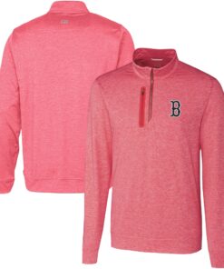 Men's Boston Red Sox  Cutter & Buck Red Stealth Heathered Quarter-Zip Pullover Top
