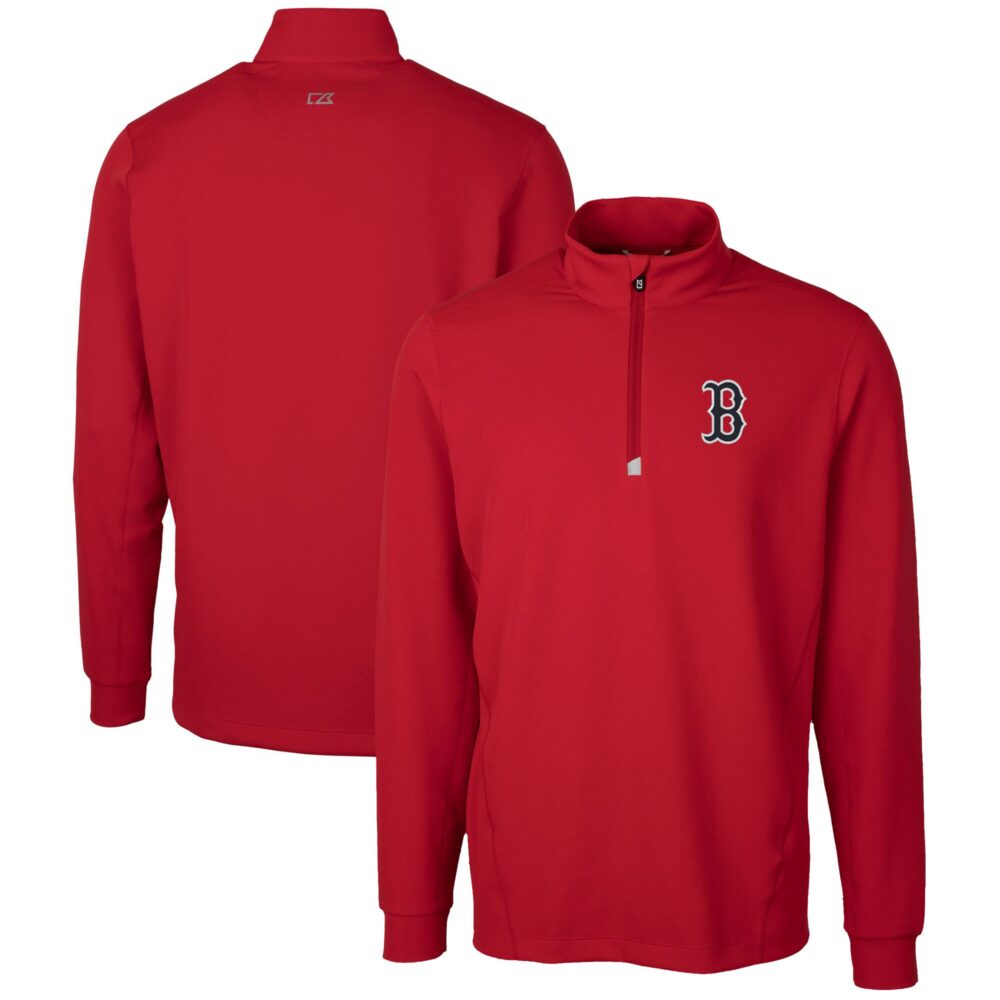 Men's Boston Red Sox  Cutter & Buck Red Traverse Stretch Quarter-Zip Pullover Top