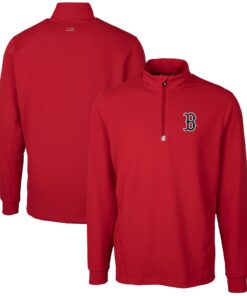 Men's Boston Red Sox  Cutter & Buck Red Traverse Stretch Quarter-Zip Pullover Top