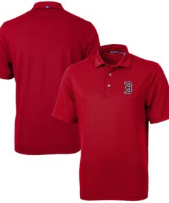Men's Boston Red Sox  Cutter & Buck Red Virtue Eco Pique Recycled Polo