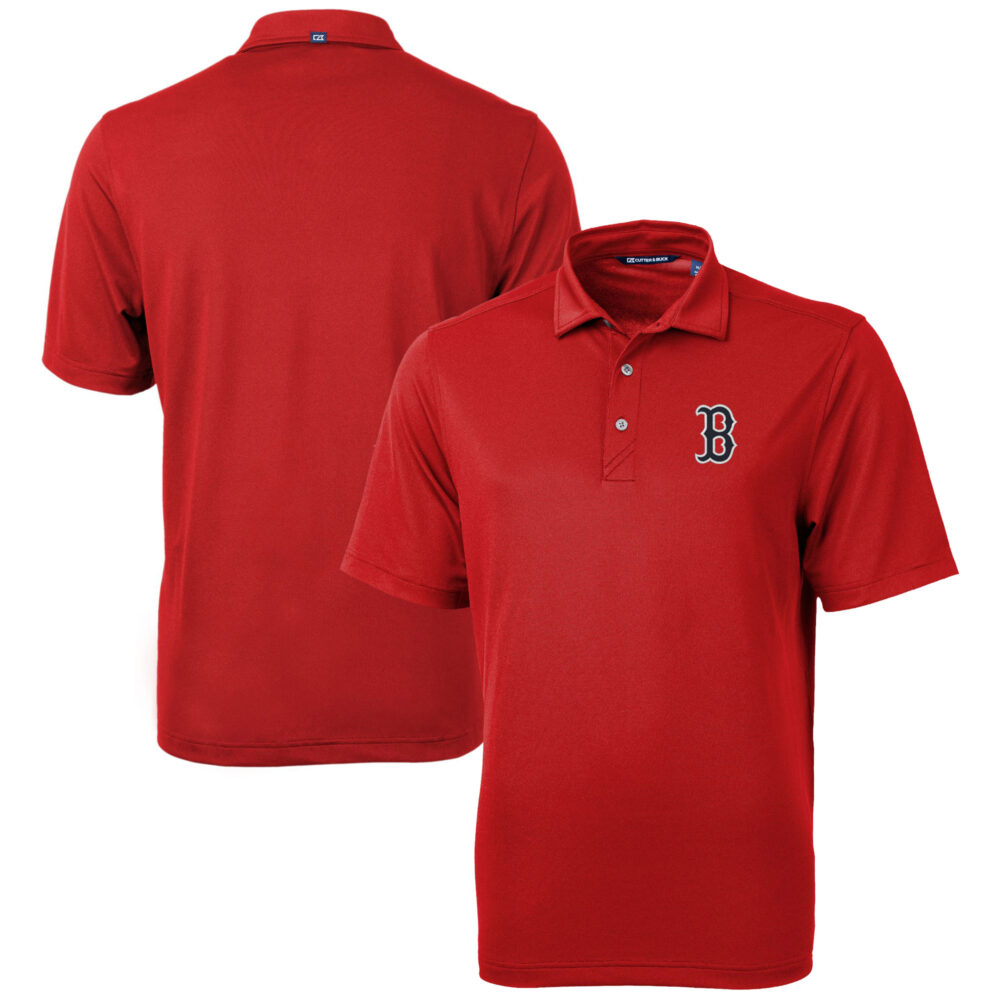 Men's Boston Red Sox  Cutter & Buck Red Virtue Eco Pique Recycled Polo