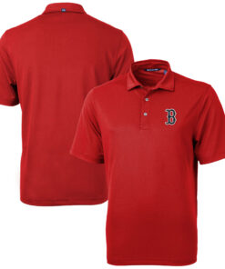 Men's Boston Red Sox  Cutter & Buck Red Virtue Eco Pique Recycled Polo