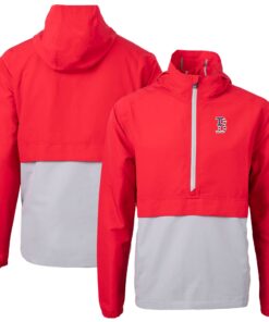 Men's Boston Red Sox  Cutter & Buck Red/Gray Americana Logo Charter Eco Knit Recycled Anorak Half-Zip Jacket
