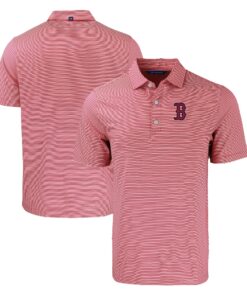 Men's Boston Red Sox  Cutter & Buck Red/White Forge Eco Double Stripe Stretch Recycled Polo