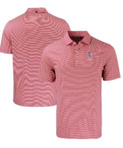 Men's Boston Red Sox  Cutter & Buck Red/White Stars & Stripes Forge Eco Double Stripe Stretch Recycled Polo