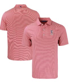 Men's Boston Red Sox  Cutter & Buck Red/White Stars & Stripes Forge Eco Double Stripe Stretch Recycled Polo