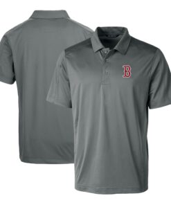 Men's Boston Red Sox Cutter & Buck Steel Prospect Textured Stretch Big & Tall Polo