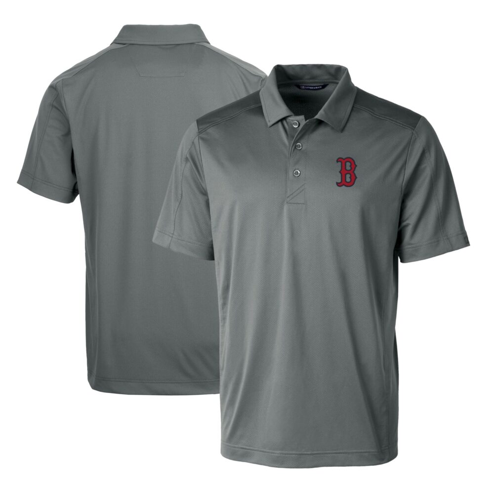 Men's Boston Red Sox Cutter & Buck Steel Prospect Textured Stretch Polo