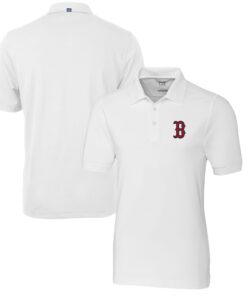 Men's Boston Red Sox  Cutter & Buck White Big & Tall Advantage Tri-Blend Pique Polo