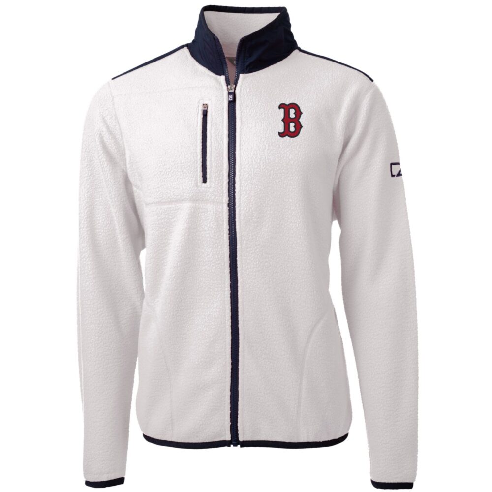 Men's Boston Red Sox Cutter & Buck White Big & Tall Cascade Eco Sherpa Fleece Full-Zip Jacket