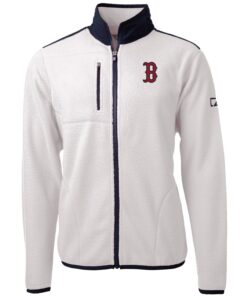Men's Boston Red Sox Cutter & Buck White Big & Tall Cascade Eco Sherpa Fleece Full-Zip Jacket