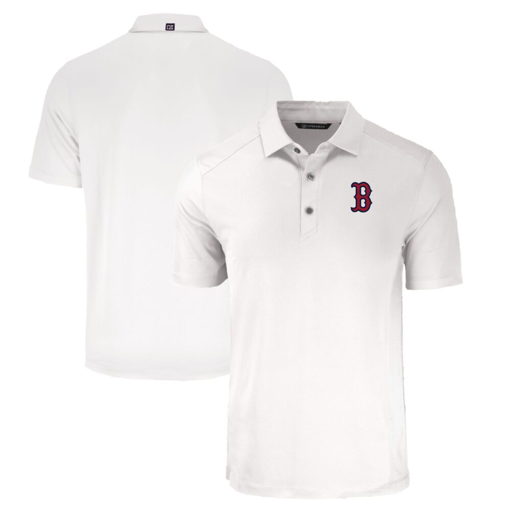 Men's Boston Red Sox  Cutter & Buck White Big & Tall Forge Eco Stretch Recycled Polo