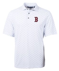 Men's Boston Red Sox Cutter & Buck White Big & Tall Virtue Eco Pique Tile Print Polo