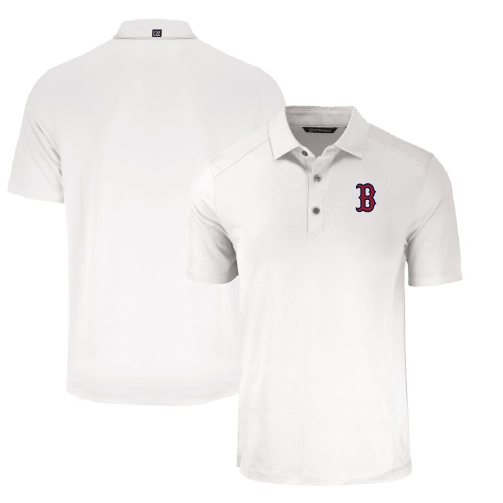 Men's Boston Red Sox  Cutter & Buck White Forge Eco Stretch Recycled Polo