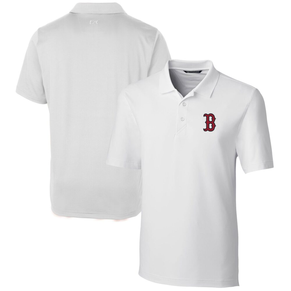 Men's Boston Red Sox  Cutter & Buck White Forge Stretch Polo