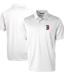 Men's Boston Red Sox Cutter & Buck White Prospect Textured Stretch Polo