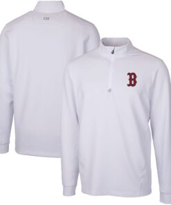Men's Boston Red Sox  Cutter & Buck White Traverse Stretch Quarter-Zip Pullover Top