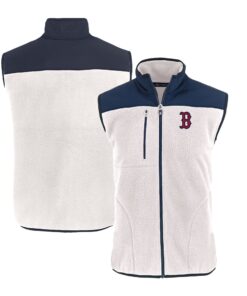 Men's Boston Red Sox  Cutter & Buck White/Navy Cascade Eco Sherpa Fleece Full-Zip Vest
