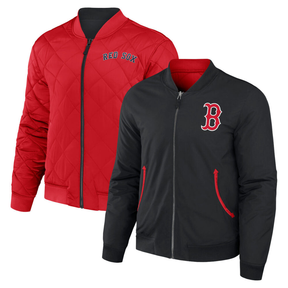 Men's Boston Red Sox Darius Rucker Collection by  Black/Red Reversible Full-Zip Bomber Jacket