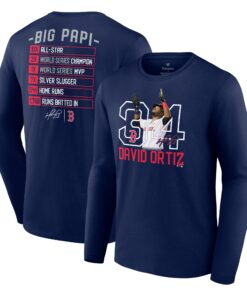 Men's Boston Red Sox David Ortiz  Branded Navy Stats Resume Long Sleeve T-Shirt