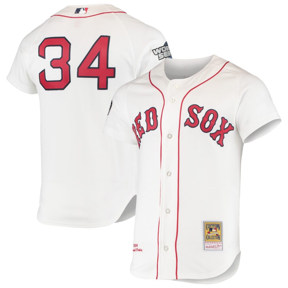 Men's Boston Red Sox David Ortiz Mitchell & Ness White 2004 Cooperstown Collection Home Authentic Jersey