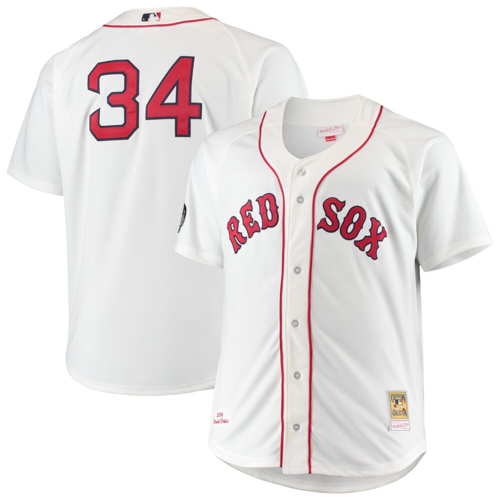 Men's Boston Red Sox David Ortiz Mitchell & Ness White Big & Tall Home Authentic Player Jersey