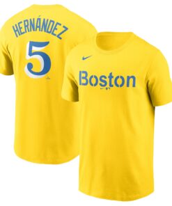 Men's Boston Red Sox Enrique Hernandez Nike Gold City Connect Name & Number T-Shirt