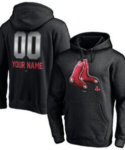 Men's Boston Red Sox  Branded Black Personalized Any Name & Number Midnight Mascot Pullover Hoodie