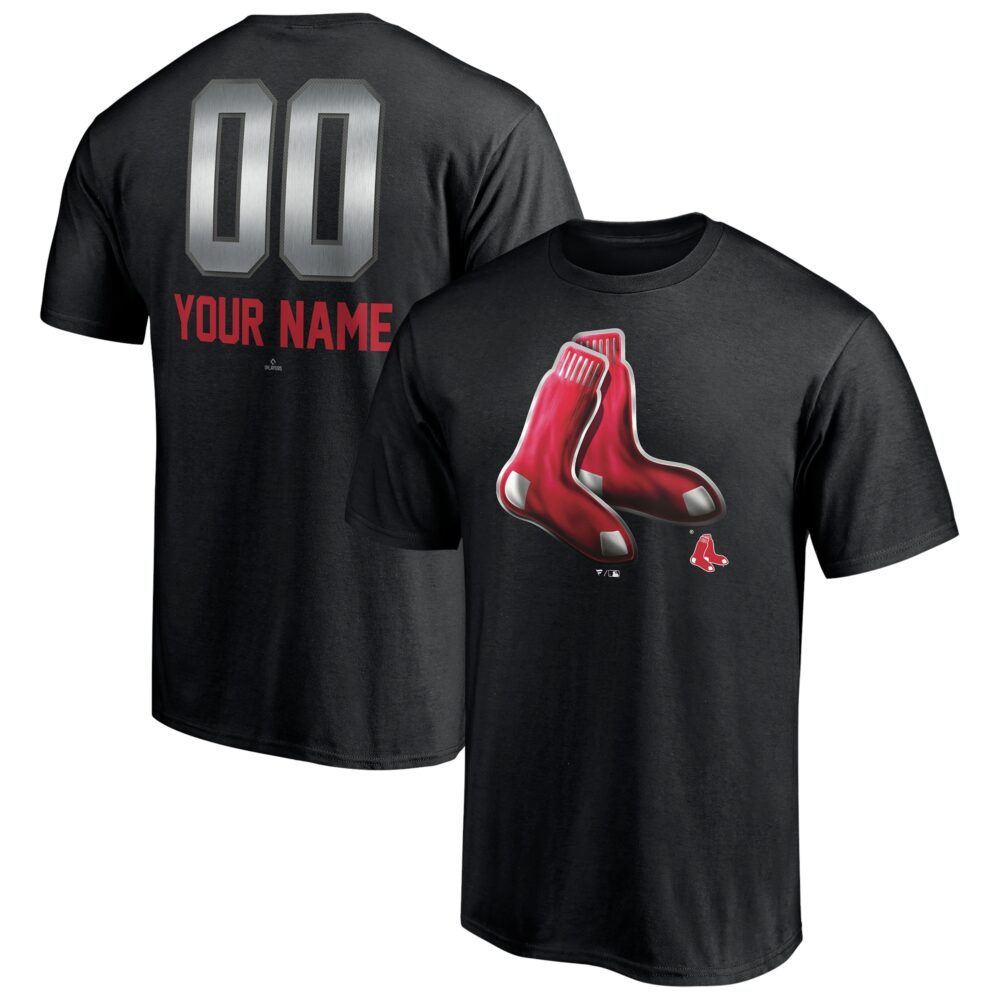 Men's Boston Red Sox  Branded Black Personalized Any Name & Number Midnight Mascot T-Shirt