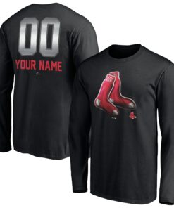 Men's Boston Red Sox  Branded Black Personalized Midnight Mascot Long Sleeve T-Shirt