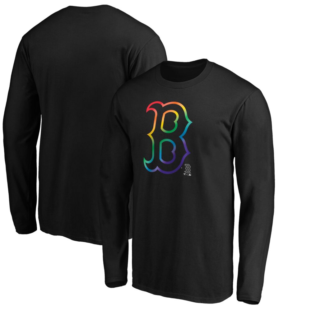 Men's Boston Red Sox  Branded Black Team Pride Logo Long Sleeve T-Shirt