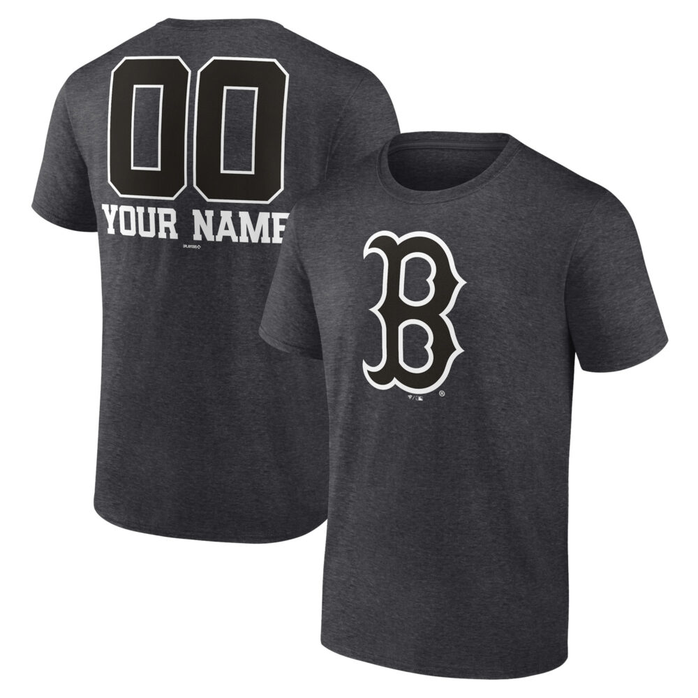 Men's Boston Red Sox  Branded Charcoal Personalized Monochrome Name & Number T-Shirt