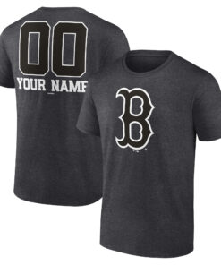 Men's Boston Red Sox  Branded Charcoal Personalized Monochrome Name & Number T-Shirt