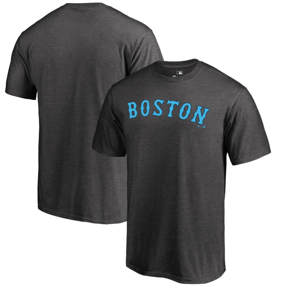 Men's Boston Red Sox  Branded Heathered Charcoal Blue Wordmark T-Shirt