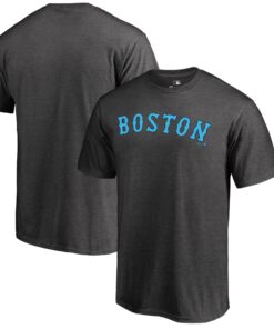 Men's Boston Red Sox  Branded Heathered Charcoal Blue Wordmark T-Shirt