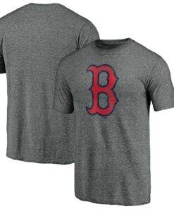 Men's Boston Red Sox  Branded Heathered Gray Weathered Official Logo Tri-Blend T-Shirt