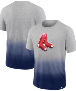 Men's Boston Red Sox  Branded Heathered Gray/Heathered Navy Iconic Team Ombre Dip-Dye T-Shirt