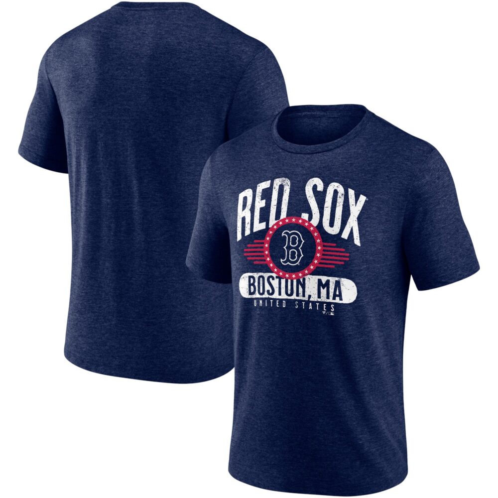 Men's Boston Red Sox  Branded Heathered Navy Badge of Honor Tri-Blend T-Shirt