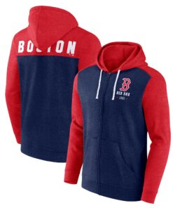 Men's Boston Red Sox  Branded Heathered Navy/Heathered Red Blown Away Full-Zip Hoodie