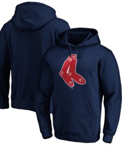 Men's Boston Red Sox  Branded Navy Cooperstown Collection Huntington Logo Fitted Pullover Hoodie