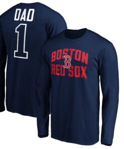Men's Boston Red Sox  Branded Navy Father's Day #1 Dad Long Sleeve T-Shirt